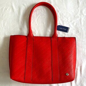 NWT NAUTICA SET ADRIFT TOTE BAG BRIGHT RED Size 15x11ins 100% Recycled Materials